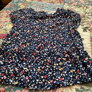 LOFT Multicolor Heart Print Top